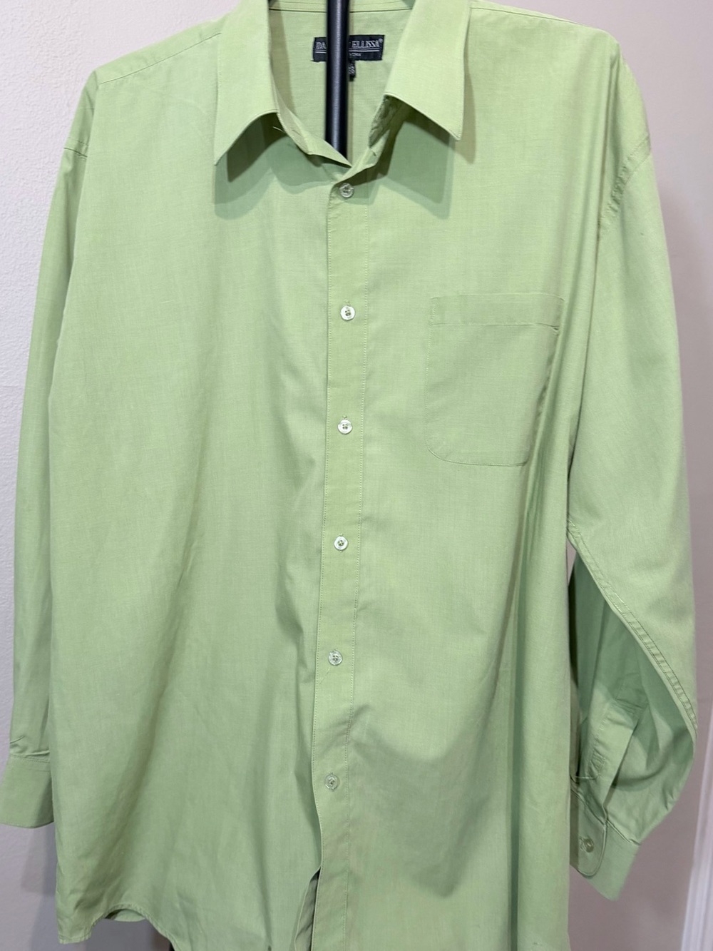 Daniel Ellissa Men's Green Solid Dress Shirt Size 18.5